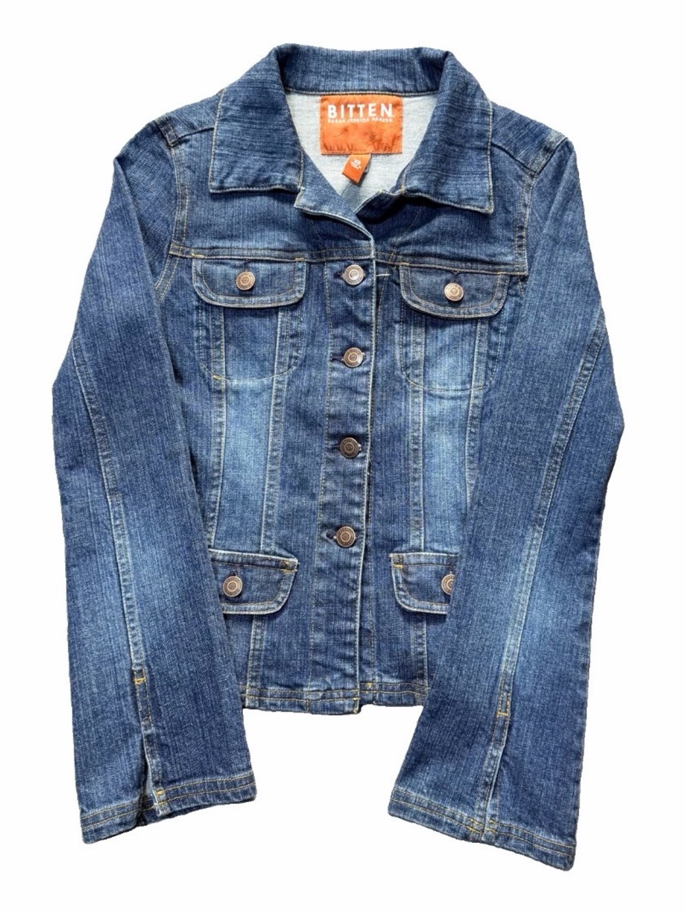 Bitten Sarah Jessica Parker Y2K Denim Jacket XS NWT Fitted Stretch